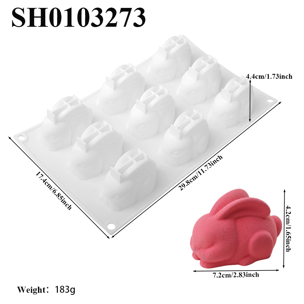 9-Cell Squatting Long Eared Ra - Bunny Cake Mold 评论和价格